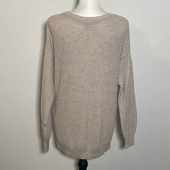 Hollister Oatmeal Crewneck Ribbed Cable Knit Long Sleeve Pullover Sweater M - Picture 4 of 7
